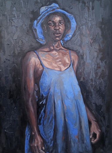 Painting titled "Silent poise" by Frank Ndubuisi, Original Artwork, Oil
