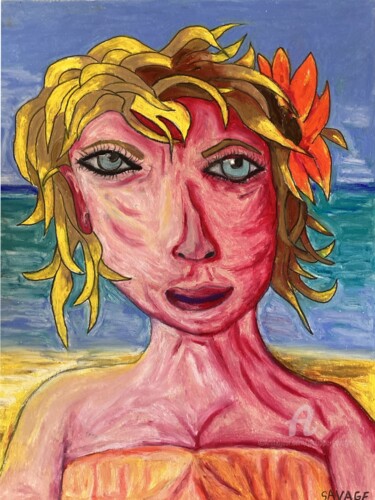 Peinture intitulée "LA SORTIE DU BAIN" par Philippe Savage, Œuvre d'art originale, Pastel