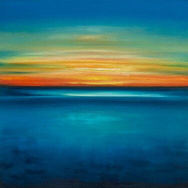 Painting titled "From Light to Blue" by Julia Everett, Original Artwork, Oil Mounted on Wood Stretcher frame