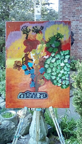 Painting titled "Fleurs Expression." by Peter Scott-Harrison, Original Artwork, Acrylic Mounted on Wood Stretcher frame