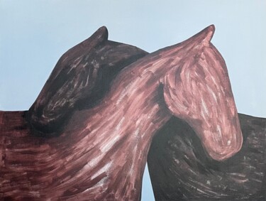 绘画 标题为“Wild in love horses…” 由Anna Veber, 原创艺术品, 丙烯 安装在木质担架架上