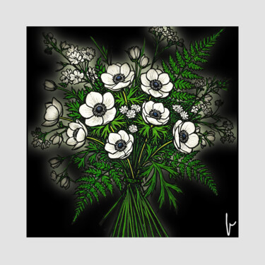 Digitale Kunst getiteld "Bouquet nocturne" door Jean Paul Pierozzi, Origineel Kunstwerk, Digitaal Schilderwerk