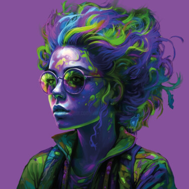 Digital Arts titled "Femme de couleurs-b…" by Virginie Gérôme, Original Artwork, 2D Digital Work