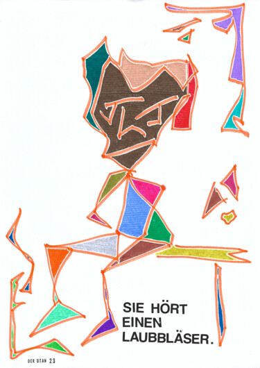 图画 标题为“Sie hört einen Laub…” 由Micha Weiss (der utan), 原创艺术品, 标记 安装在木板上