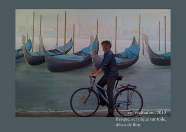 Peinture intitulée "les barques venitie…" par Sevie Mage, Œuvre d'art originale, Acrylique