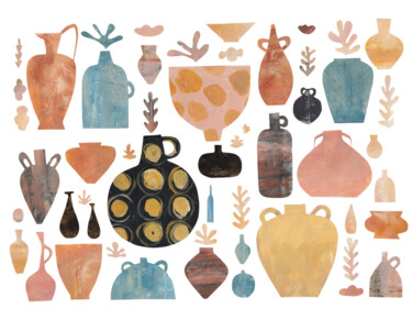 Collages getiteld "Vessel Collage On P…" door Yulia Domina, Origineel Kunstwerk, Collages