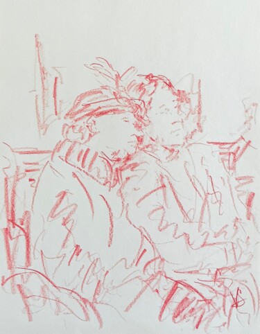 제목이 "The funeral."인 그림 Victoria General로, 원작, 연필