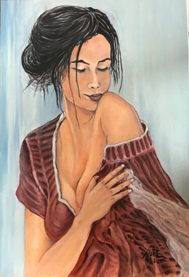 J'aime mon pull Peinture intitulée "J'aime mon pull" par Jean-Francois Jehl, Œuvre d'art originale, Huile