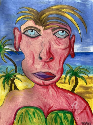 Peinture intitulée "L ÎLE DE PALME" par Philippe Savage, Œuvre d'art originale, Pastel