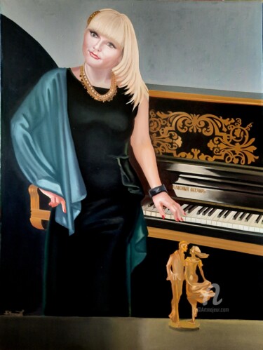 Картина под названием "Портрет Mary Piano" - Вадим Кузнецов, Подлинное произведение искусства, Масло Установлен на artwork_c…