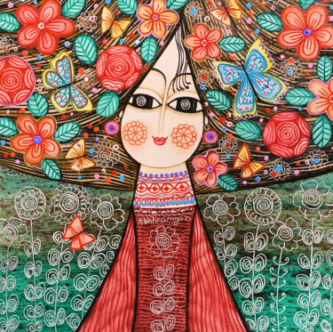 Butterflies in Her Hair 绘画 标题为“Butterflies in Her…” 由Armen Vahramyan, 原创艺术品, 油 安装在木质担架架上
