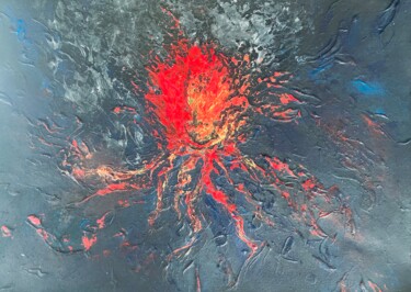Peinture intitulée "Volcanique" par Mila L.I., Œuvre d'art originale, Acrylique