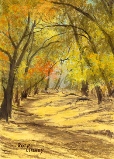 Malerei mit dem Titel "Fall Forest Path" von Daniel Cheney, Original-Kunstwerk, Öl