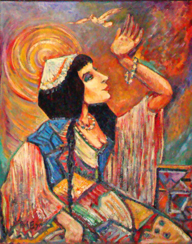 Картина под названием "CLEO" - Richard Flynn Flynn, Подлинное произведение искусства, Масло Установлен на Деревянная рама дл…
