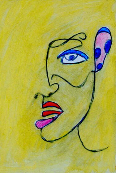 绘画 标题为“Le visage abstrait” 由José Espiguinha, 原创艺术品, 水粉