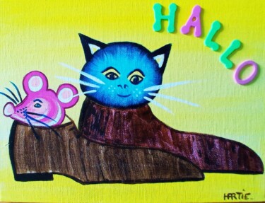 绘画 标题为“Hallo” 由Christine Martin, 原创艺术品, 丙烯 安装在纸板上
