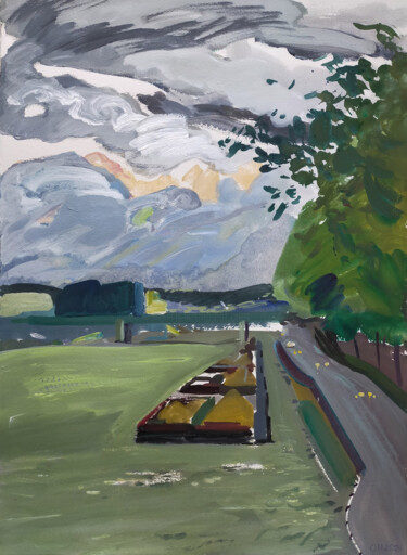 Painting titled "Pont Mirabeau" by Orest Hrytsak, Original Artwork, Acrylic