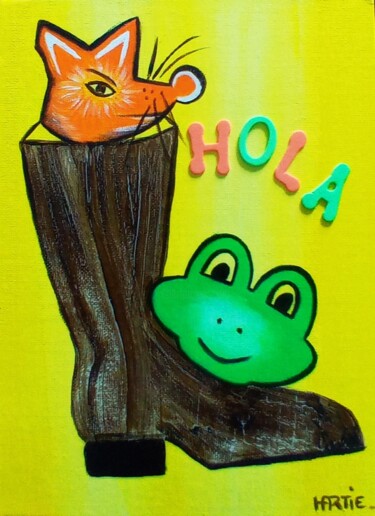 绘画 标题为“Hola” 由Christine Martin, 原创艺术品, 丙烯 安装在纸板上