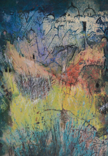 Peinture intitulée "Ermitage" par Dominique Comolet, Œuvre d'art originale, Huile Monté sur Panneau de bois