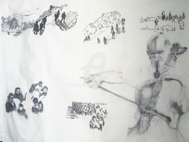 Tekening getiteld "Retirada" door Laurence Fauchart, Origineel Kunstwerk, Marker