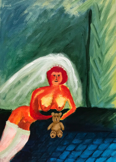 Noc poślubna (wedding night) Painting titled "Noc poślubna (weddi…" by Wojtek Gawlik, Original Artwork, Acrylic Mounted on Other rigid panel