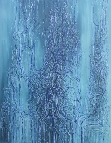 绘画 标题为“BLUE ICON” 由James Ballard, 原创艺术品, 油 安装在木质担架架上