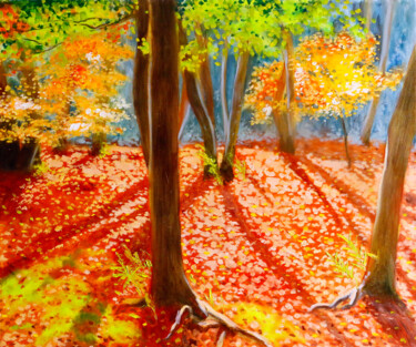 Painting titled "Shadows" by Aleksei Pleshakov, Original Artwork, Oil Mounted on Wood Stretcher frame