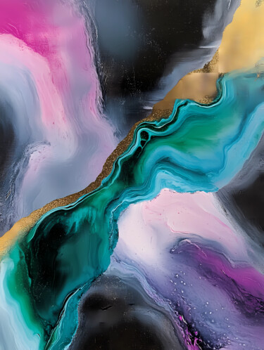 数字艺术 标题为“Emerald Vein Agate” 由Duna Eva, 原创艺术品, AI生成的图像