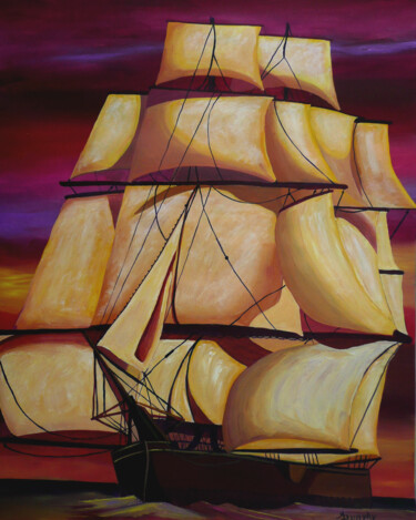 Peinture intitulée "Under Full Sail" par Anthony Dunphy, Œuvre d'art originale, Acrylique
