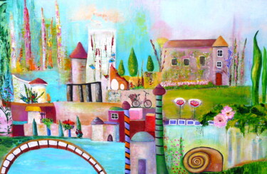 Painting titled "Sweet Home (2)" by Blanka Mandel, Original Artwork, Acrylic Mounted on Wood Stretcher frame