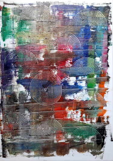 Painting titled "mélange des couleurs" by José Cavillon, Original Artwork, Acrylic Mounted on Wood Stretcher frame