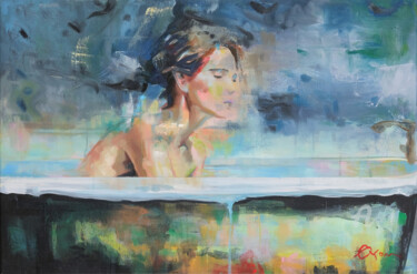 Malerei mit dem Titel "Who Will Buy Me a R…" von Carolin Okon, Original-Kunstwerk, Öl Auf Keilrahmen aus Holz montiert