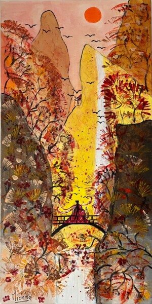 绘画 标题为“Automne” 由Michka, 原创艺术品, 丙烯 安装在木质担架架上