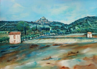 Painting titled "Le Barroux, entre c…" by Florence Trottoli, Original Artwork, Acrylic