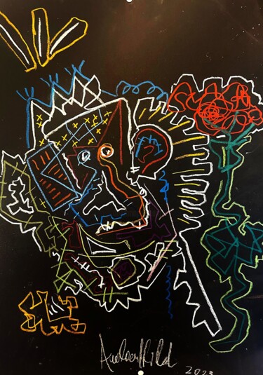 Tekening getiteld "Dessin spontané N°3" door Aurélien Hild, Origineel Kunstwerk, Pastel