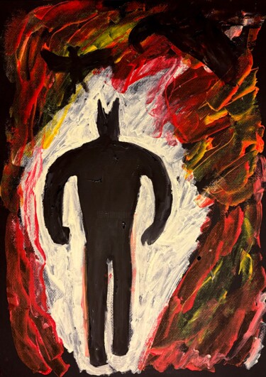 Pittura intitolato "Batman in the light" da Mario Pratesi, Opera d'arte originale, Olio