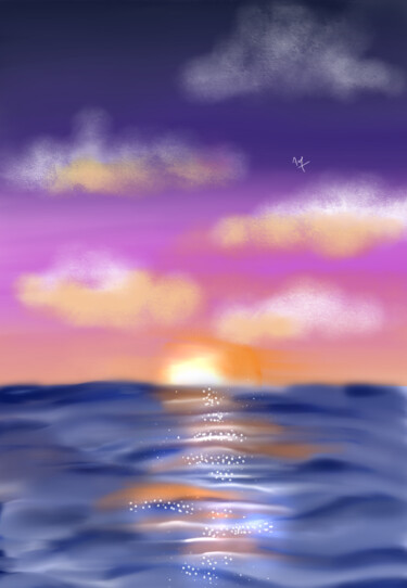 数字艺术 标题为“Sunset” 由Asma Aggoun, 原创艺术品, 数字油画 安装在artwork_cat.上