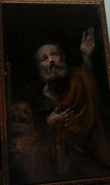 Painting titled "D'après Giuseppe de…" by Amazeigh Bouzékri, Original Artwork, Oil Mounted on Cardboard