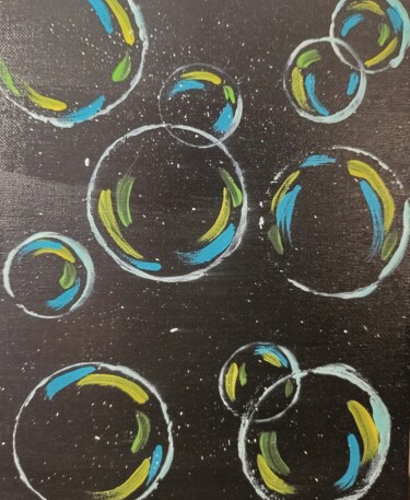 Peinture intitulée "Bulles de savon ble…" par Teepaints, Œuvre d'art originale, Acrylique Monté sur Carton