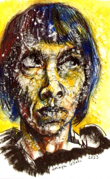 Dessin intitulée "Portrait d'Hélène B." par Dominique Leblanc, Œuvre d'art originale, Encre