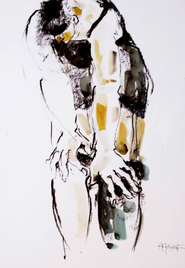 Disegno intitolato "DEDICATO A CELINE" da Paulaluz, Opera d'arte originale, Acquarello