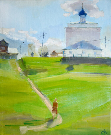 Painting titled "Church of the Annun…" by Victoria Alferonok, Original Artwork, Oil