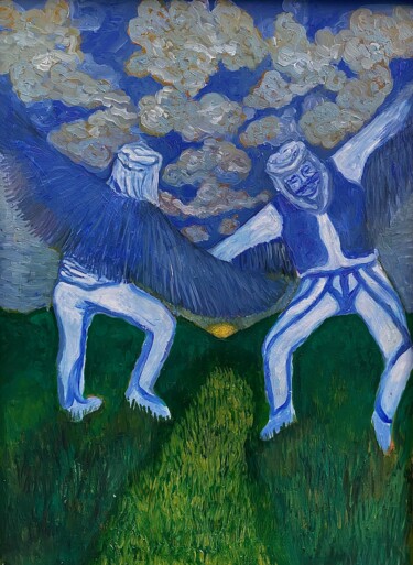 绘画 标题为“eagle dancers” 由Dafinë Vitija, 原创艺术品, 油