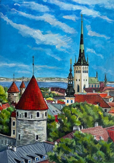 The City of Wind and Towers 21 x 29,5 x 0,2 cm Drawing titled "The City of Wind an…" by Anna Parhimovits, Original Artwork, Acrylic