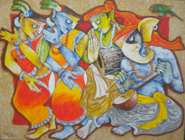 Peinture intitulée "Dance mood" par Uttam Manna, Œuvre d'art originale, Acrylique