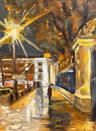 Schilderij getiteld "Дождь в Петербурге" door Ekaterina Pacera, Origineel Kunstwerk, Olie Gemonteerd op Frame voor houten br…