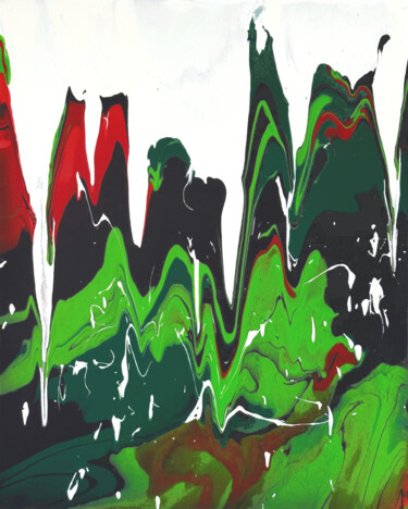 Painting titled "Forest Avalanche" by Trillionic, Original Artwork, Acrylic Mounted on Wood Stretcher frame