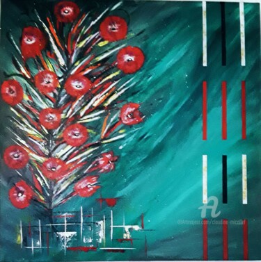 Painting titled "Bouquet printanier" by Claudine Micallef, Original Artwork, Acrylic Mounted on Wood Stretcher frame