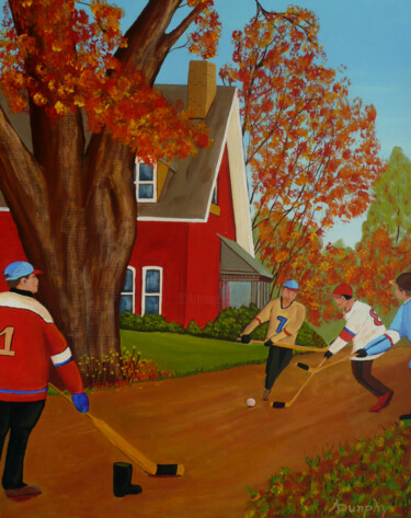 绘画 标题为“Autumn Street Hockey” 由Anthony Dunphy, 原创艺术品, 丙烯