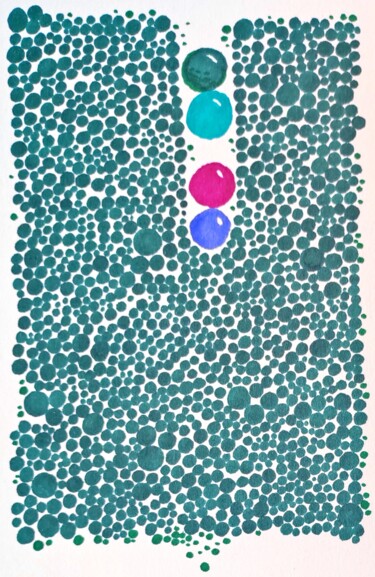 Disegno intitolato "Sharpointilism - 87" da Milto Sideris, Opera d'arte originale, Pennarello